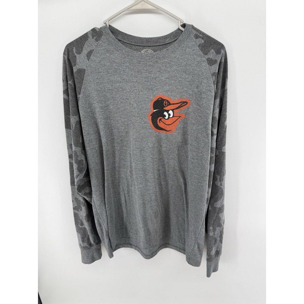 Baltimore Orioles Bird Mascot MLB Baseball Fan Long Sleeved T-Shirt Camo Large